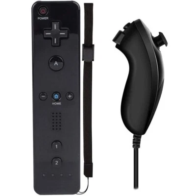 TEKDEALS Black Remote Wiimote Nunchuck Controller Set Combo for Nintendo Wii Game