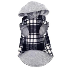 Doggie Design Weekender Dog Sweatshirt Hoodie - Black & White Plaid Flannel