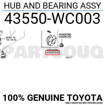 43550WC003 Genuine Toyota HUB AND BEARING ASSY 43550-WC003 | eBay