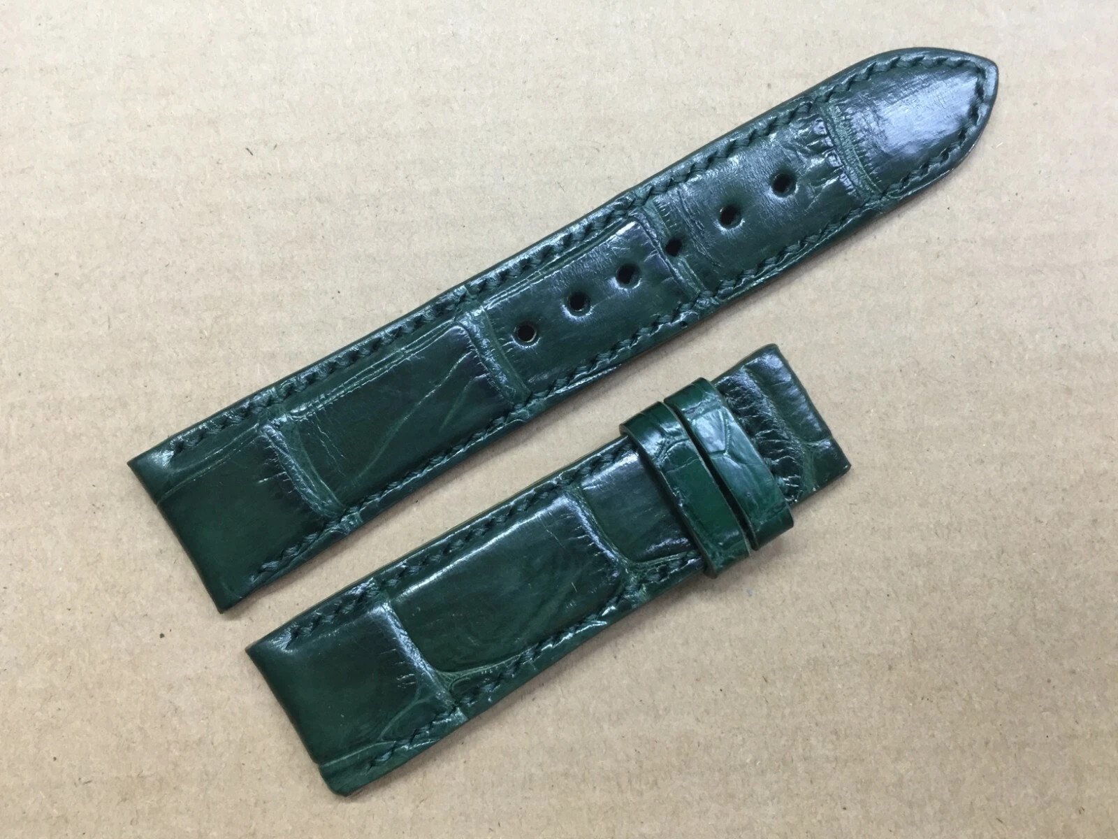 22mm/18mm Green Alligator Crocodile Embossed Leather Watch Strap Band
