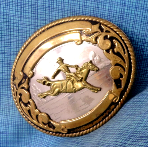 Cowboy Buckin Horse Belt Buckle Western Trophy German Silver Tony Lama .NOX945