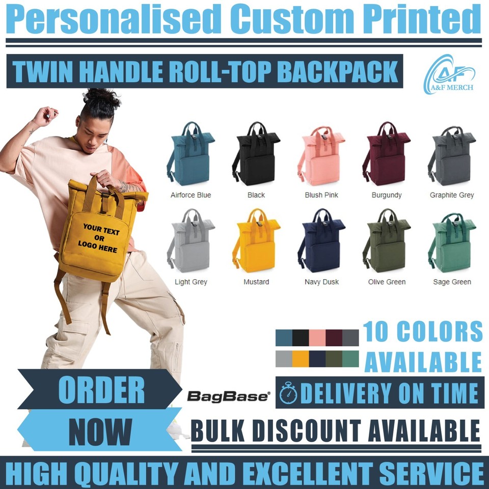 Disfraz Personalizado BagBase Asa Doble Tapa Rodante Mochila Viaje Camp BG118