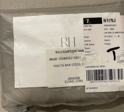 RH Restoration Hardware Charcoal MALTA BARSTOOL GREY Outdoor  Chair Cover $200