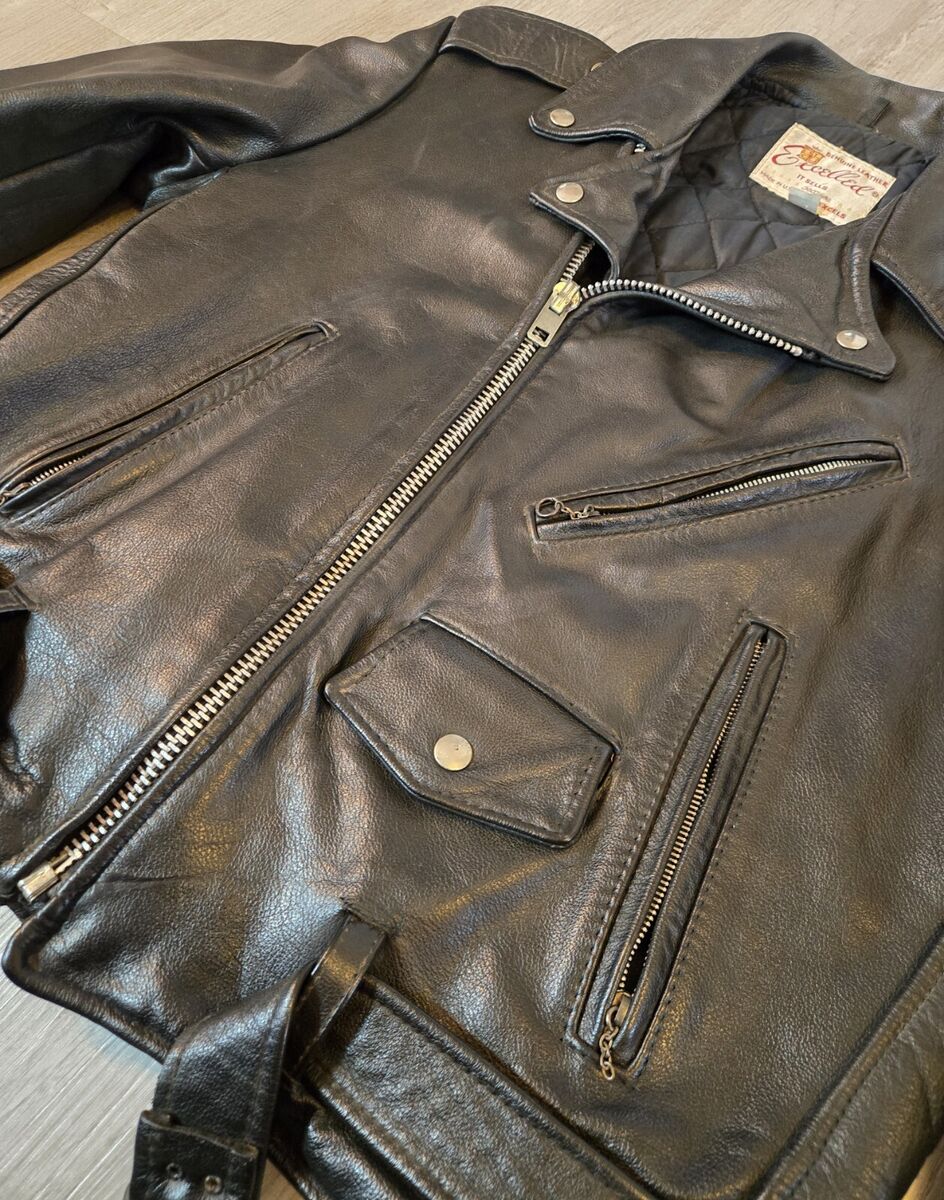 Vintage Leather Jacket Men's XL Black Rat Fink Motorcycle Vintage Leather Jacket Men's XL Black Rat Fink Motorcycle