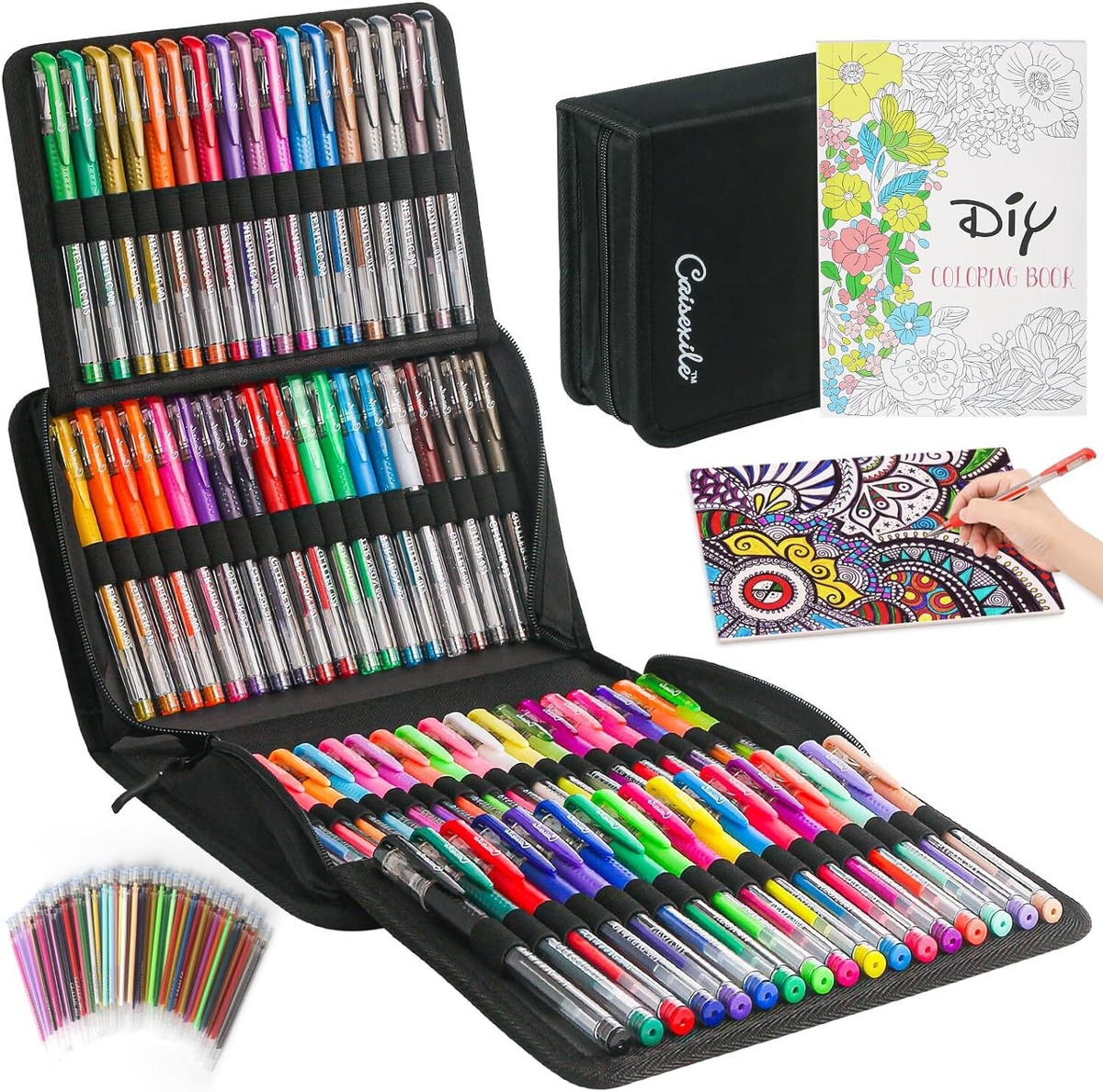 CAISEXILE Gel Pens for Adult Coloring Books, 88 Pack Artist