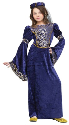 Azul Renacimiento Doncella Niña XL 14-16 XL Disfraz Princesa Nuevo