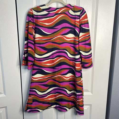Abito tunica JUDE CONNALLY $198 liscio elasticizzato tubino rosa marrone stampa geo M Medium - Foto 6 di 6