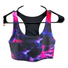 Terez NWT Women s M Medium Black Pink Sports Bra Abstract Space Fitness
