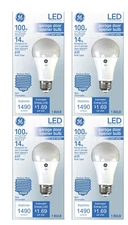 (case of 4) GE Lighting LED A19 Garage Door Opener Bulb, Frosted Soft White,