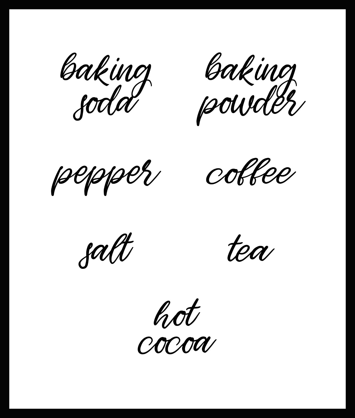 Custom Vinyl Decal for Kitchen / Food Storage Labels, Script, SMALL