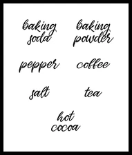 Custom Vinyl Decal for Kitchen / Food Storage Labels, Script, SMALL