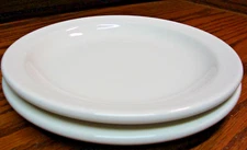 2pc Homer Laughlin USA Restaurant Ware Round White 6.5" Vtg Dessert Plates   A30