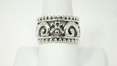 Vintage Designer BARSE Scroll Motif Band Sterling Silver Ring - Size 9.25