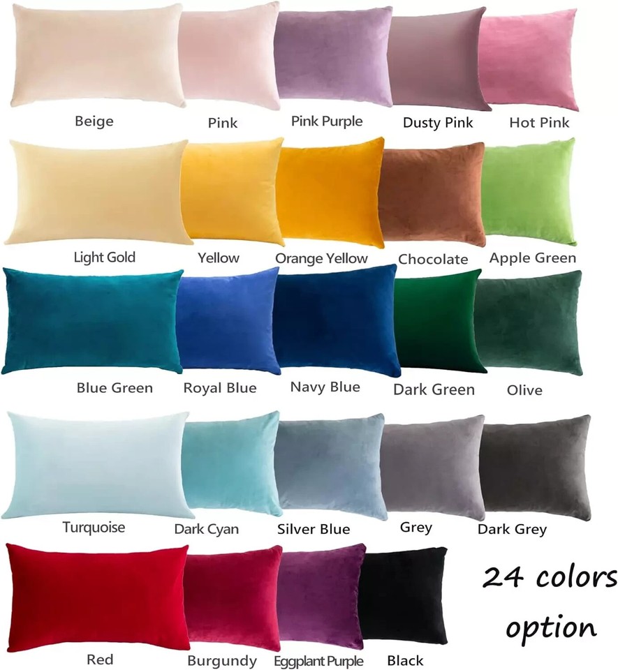 Decorative Lumbar Velvet Throw Pillow Covers 12X20 Inches, Pack of 2