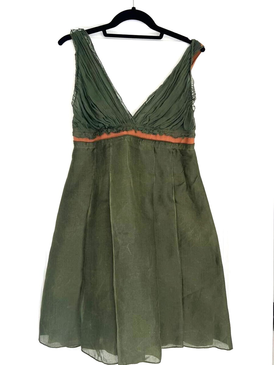 D&G Dolce Gabbana Green Organza/ 100 % Silk Dress 42/XS | eBay