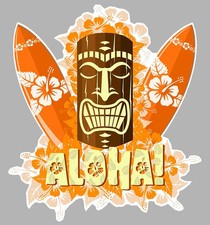 GWADA TIKI SURF ALOHA TAHITI VW DUB 15cmX13cm AUTOCOLLANT STICKER (GA072).