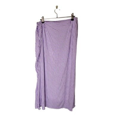 NEW GLASSONS Size 14 Purple Checkered Midi Slit Picnic Skirt