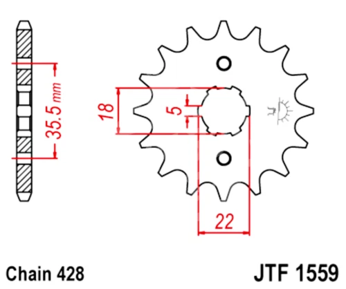 Kit de piñones y cadena de transmisión 428 JT para Yamaha TW 200 1995-2025 Foto 3 de 4