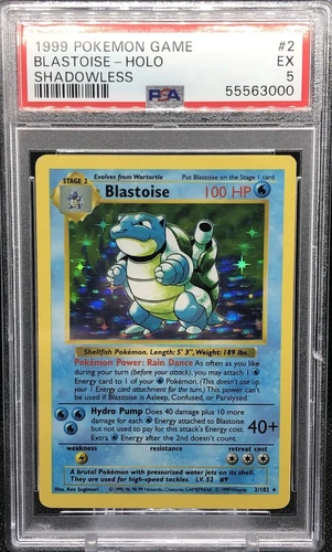 Pokemon BLASTOISE Shadowless PSA 5 EX Holo Rare, Base Set 1999 Card #2/102!