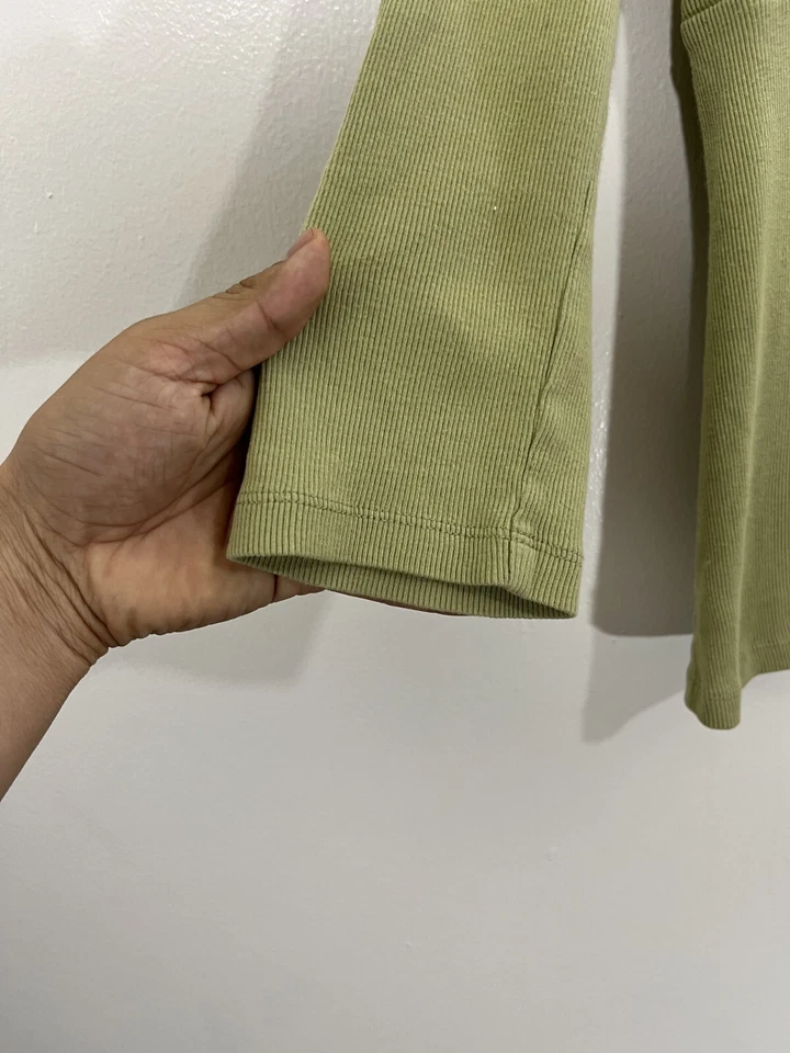 Babydoll Y2K Años 90 Acanalado Encaje Romántico Top Coqueta Suave Niña Delicada Muñeca Verde Foto 4 de 4