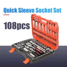 108PCS Mechanics Tool Set Kit Socket Ratchet Wrench Set Repair Tool with Case
