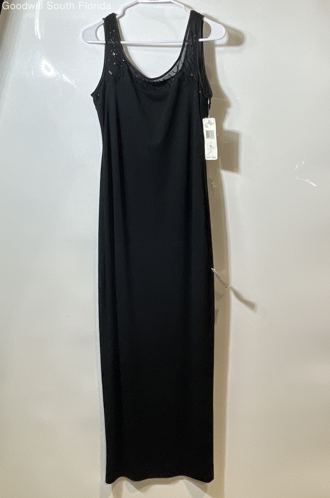 Jones New York Womens Black Sleeveless Beaded Evening Maxi Dress Size 8 With Tag