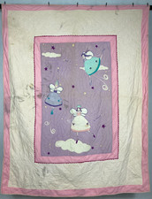 Vintage Ręcznie robiona urocza bajkowa aplikacja Wielokolorowa puchowa kołdra 216x168 cm