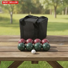 Bocce Ball Set 8 Resin Balls Pallino Carrying Case Outdoor Backyard Beach