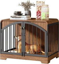 Modern Wooden Dog Crate Furniture 2-in-1 End Table for Small/Medium Dogs NIB