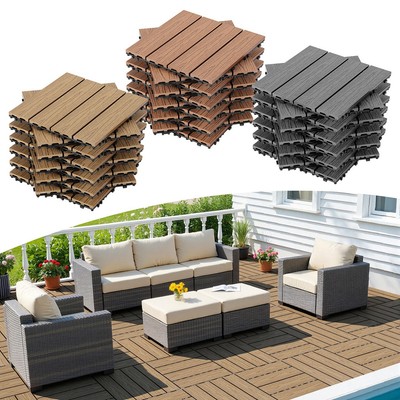 WPC Terrassenfliesen 1㎡-10㎡ Holz Balkonfliesen 30x30cm Terrasse Klickfliese