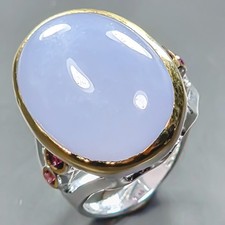 Gift jewelry 28 ct Natural Chalcedony Ring 925 Sterling Silver Size 7 /R442230