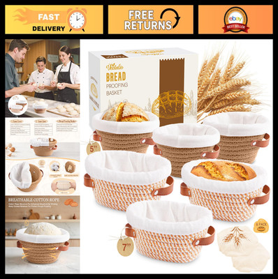 Mini Bread Proofing Basket Set of 6 - 5 Inch Sourdough Baking Supplies & Gifts