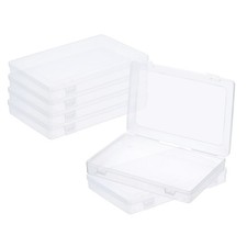 6pcs 9x6x1.2inch Clear Storage Box with Hinged Lid Plastic Container for Jewelry