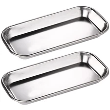 2Pcs Stainless Steel Dental Tray for Safe Instrument Handling