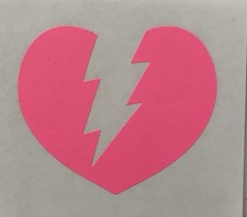 Original Vintage Pink Lightening Bolt Heart Mini Iron On Transfer