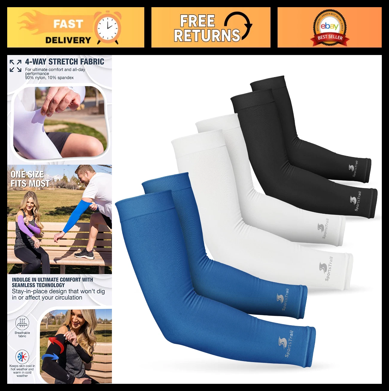 Cooling Arm Sleeves for Men & Women - Breathable UV Protection for Sports & Outd