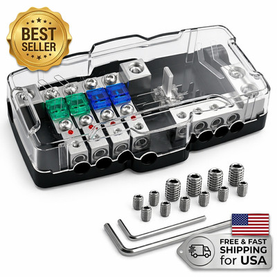 4 Way MIDI Fuse Block 12V Car Audio Power Distribution Holder w/Cover