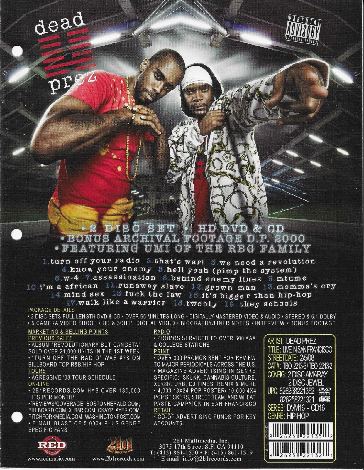 DEAD PREZ Rare VINTAGE 2008 PROMO TRADE AD Poster for Live  8.5x11 MINT