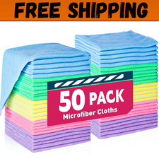 Microfiber Cleaning Cloth Set of 50 Towel Rag Car Polishing Detailing No-Scratch