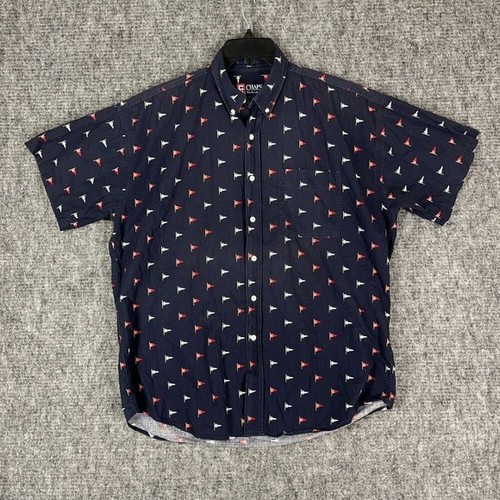 Chaps Ralph Lauren Nautical Flag Shirt Men L Vintage 90s Sailing Resort Maritime - Picture 3 of 8