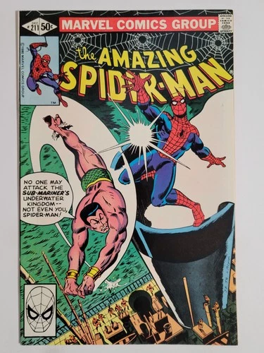 Amazing Spider-man #211 Marvel 1980 VF+ 8.5 Sub-Mariner cover & appearance