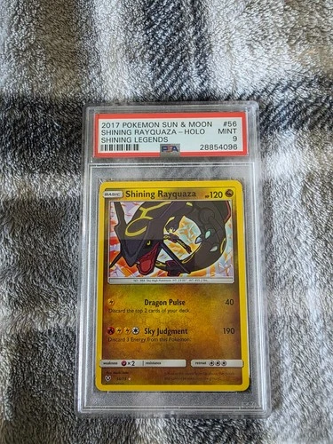 2017 Pokemon Shining Legends Holo Rare Shining Rayquaza Card 56/73 PSA 9 Mint