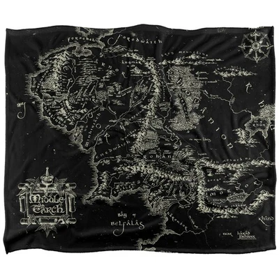 LORD OF THE RINGS - LOGO Lord of The Rings Black Map of Middle Earth Soft Throw Blanket 152 X 127 cm