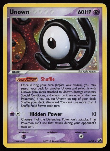 Unown (U) U/28 Holo Rare Unseen Forces Pokemon Lightly Played