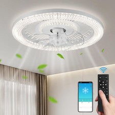 Flush Mount LED Ceiling Fans with Lights Remote  APP Cortorl Ceiling Fan Light