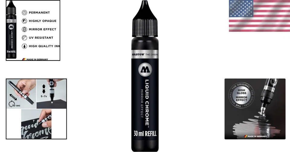 Versátil recarga de cromo líquido de 30 ml: pintura acrílica resistente a los rayos UV para artistas Foto 2 de 4