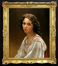 Handmade Old Master-Art Antique Oil Painting Women girl on canvas 24"x30"