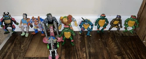 VTG. 80s-90s Lot Of TMNT Figures And Bike 10 Figures And 1 Bike