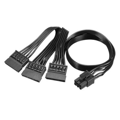 6 Pin to 3 SATA Power Receptacle Y Splitter Adapter Cable Hard Drive *la