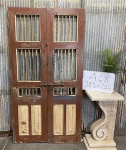 Vintage Indian Garden Gates, Carved Metal Teak Doors, Architectural Reclaim, A68